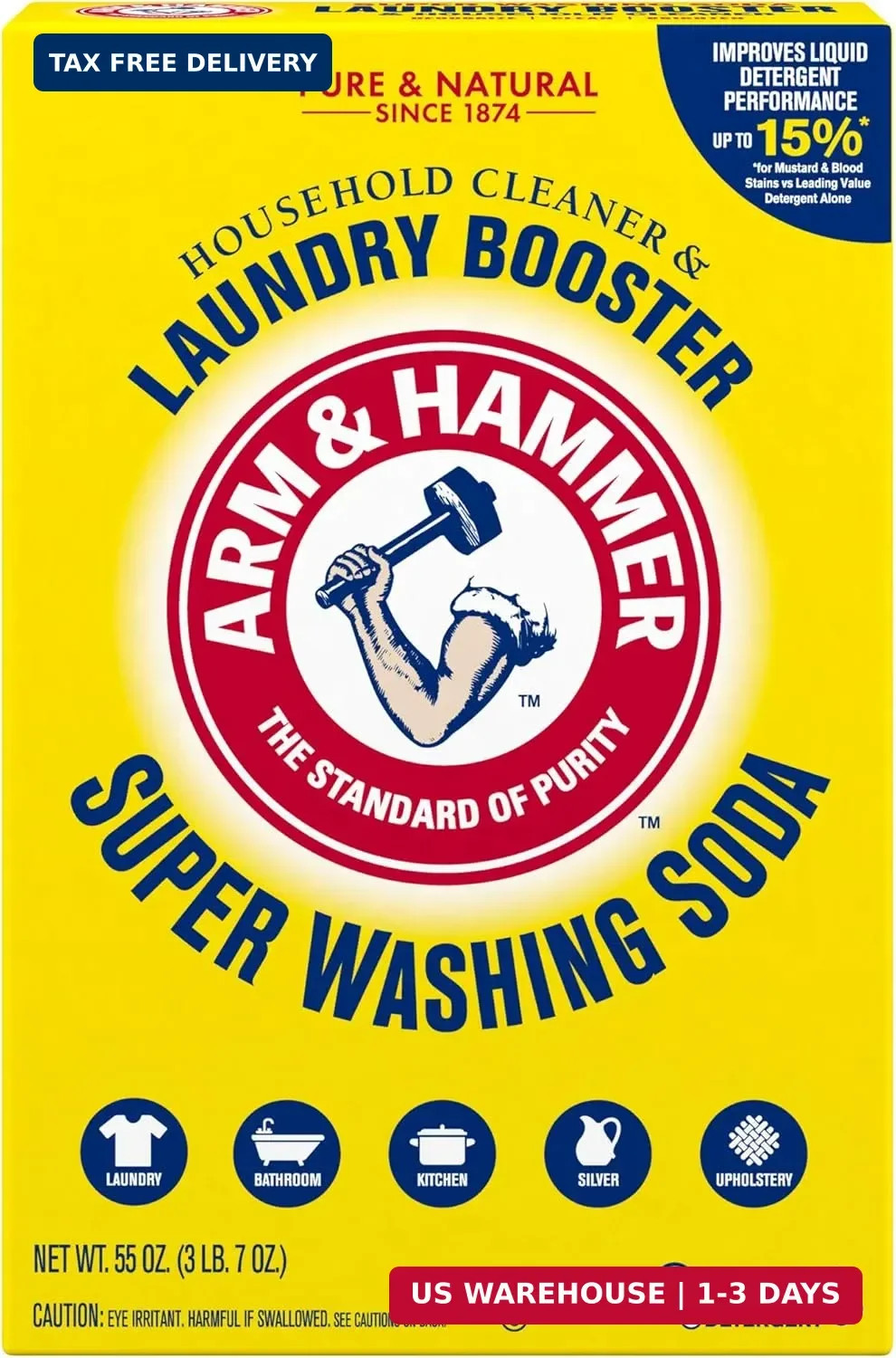 Super Washing Soda Household Cleaner and Laundry Booster, 55 oz Box