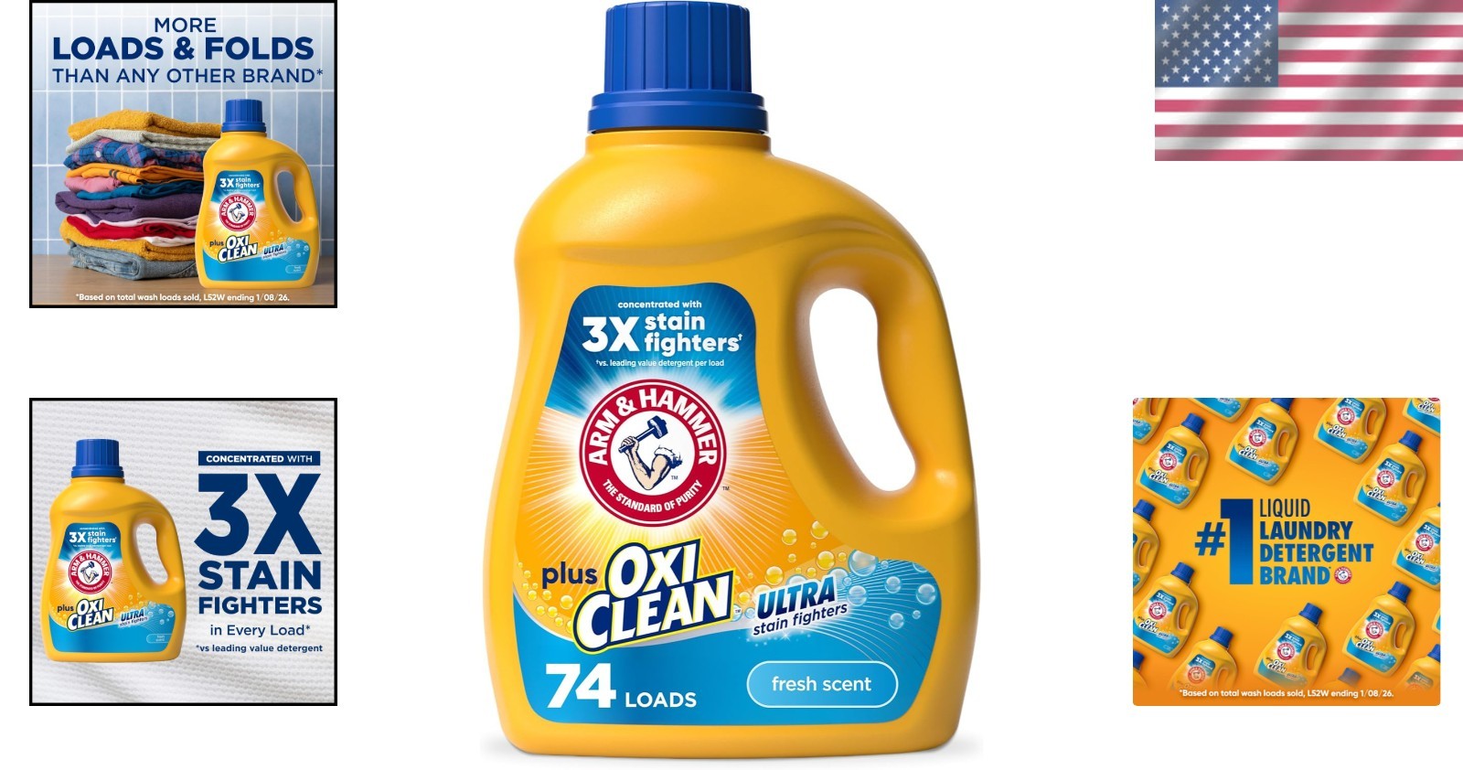 Plus OxiClean Ultra Liquid Laundry Detergent, Fresh Scent, 96.2 fl oz, 74 Loads