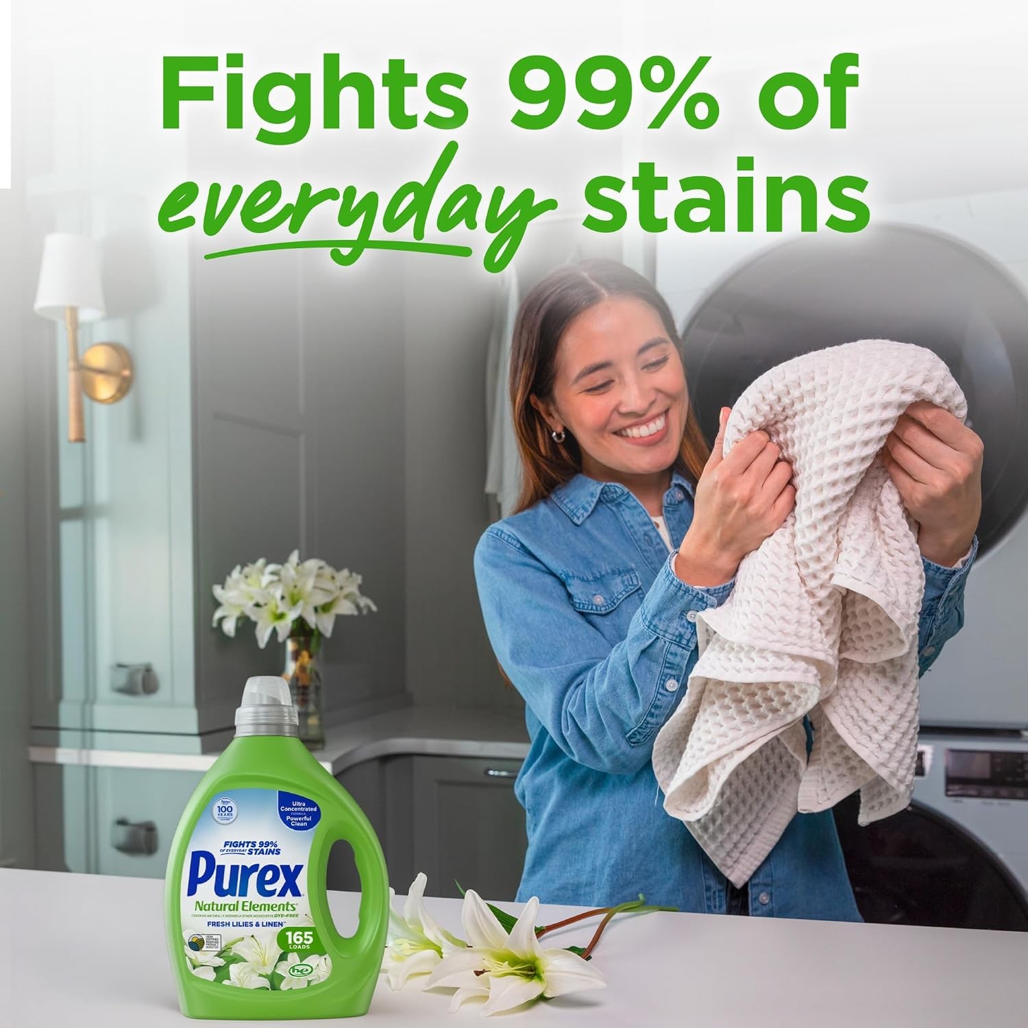 Natural Elements Fresh Lilies & Linen Liquid Detergent, 82.5 oz, 165 Loads,