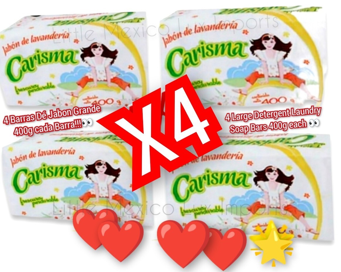 4 PACK CARISMA JABON DETERGENTE EN BARRA ROPA LAUNDRY BAR SOAP 400g each (⚡🚚)
