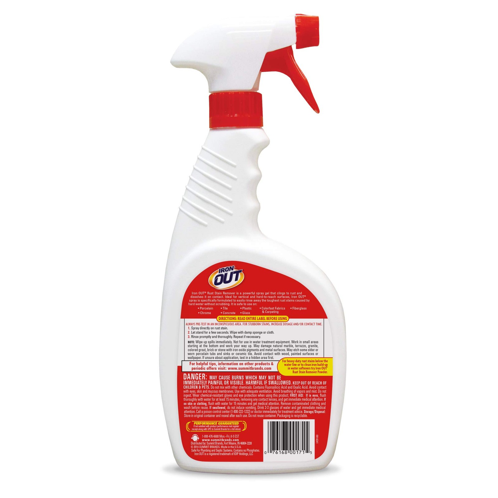 Iron OUT Spray Gel Rust Stain Remover, Remove and 24 Fl Oz (Pack of 6), Clear