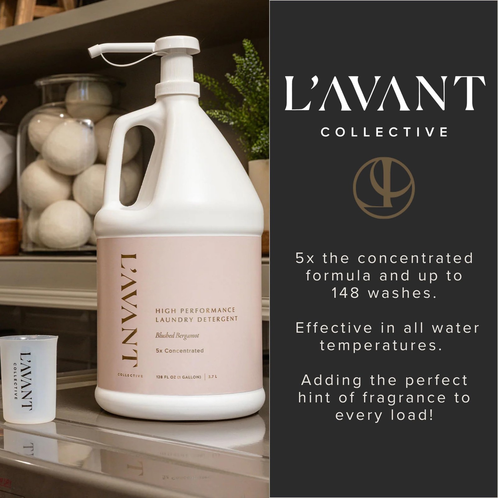 Luxury Laundry Detergent | Bulk 1 Gallon | Blushed Bergamot | Natural Non-Tox…