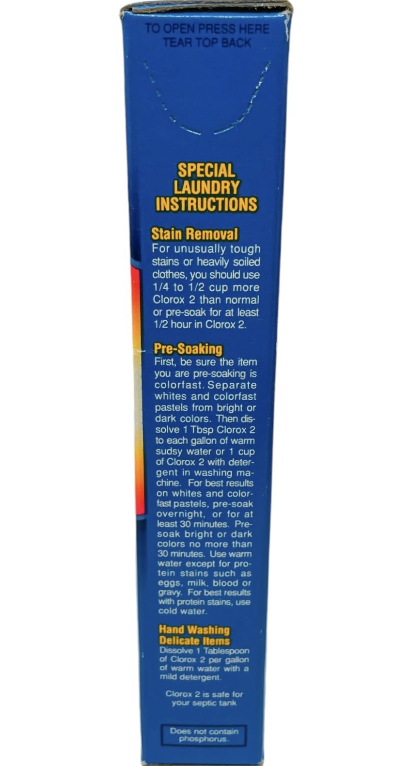 Vintage Clorox 2 Non Chlorine 40 oz 1989 Color Safe Bleach Whitens Sealed Prop