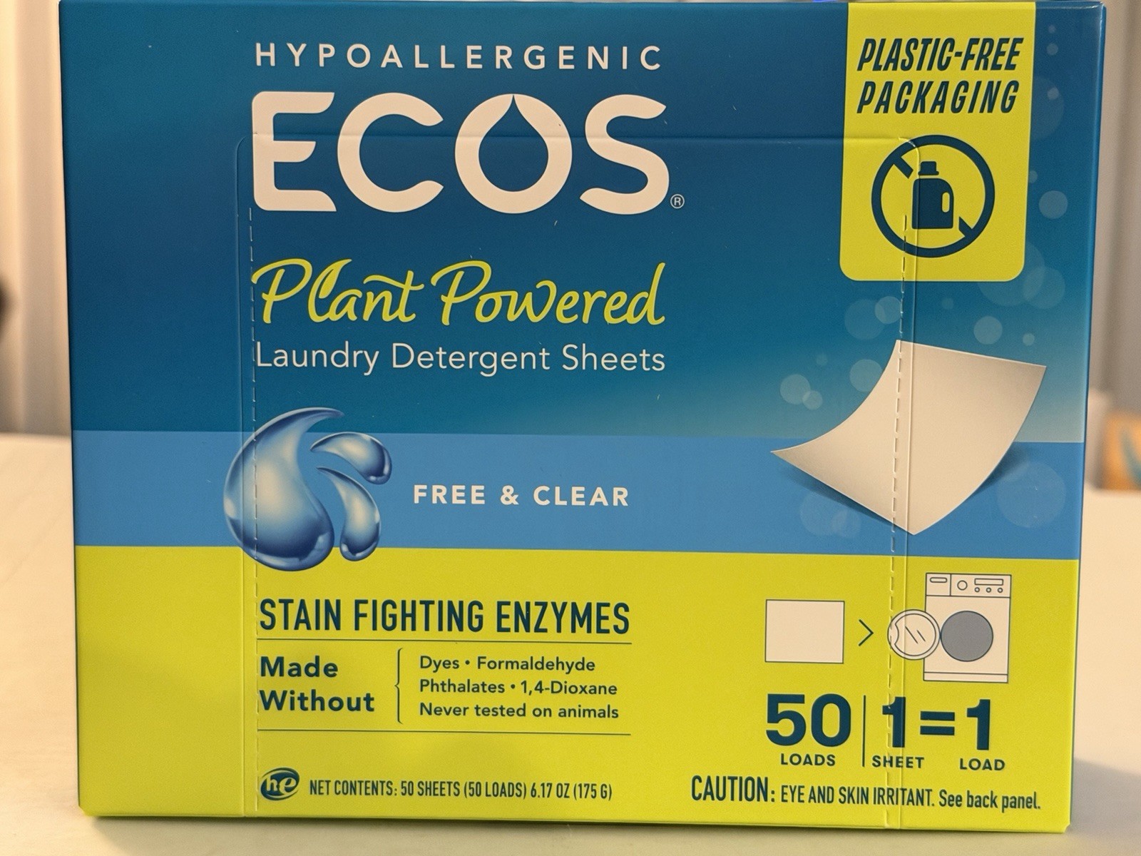 ECOS Vegan Laundry Detergent Sheets – 50 Hypoallergenic Sheets, Liquid Free