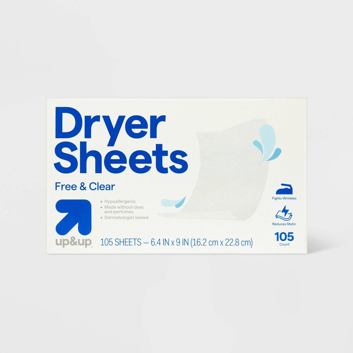 105ct Fragrance-Free Clear Dryer Sheets Gentle Fabric Softening Laundry Sheets