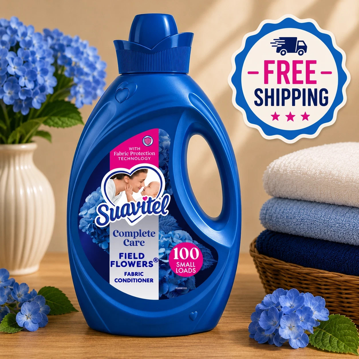Suavitel Complete Fabric Softener Field Flowers 100 fl oz Bottle- Free Shipping