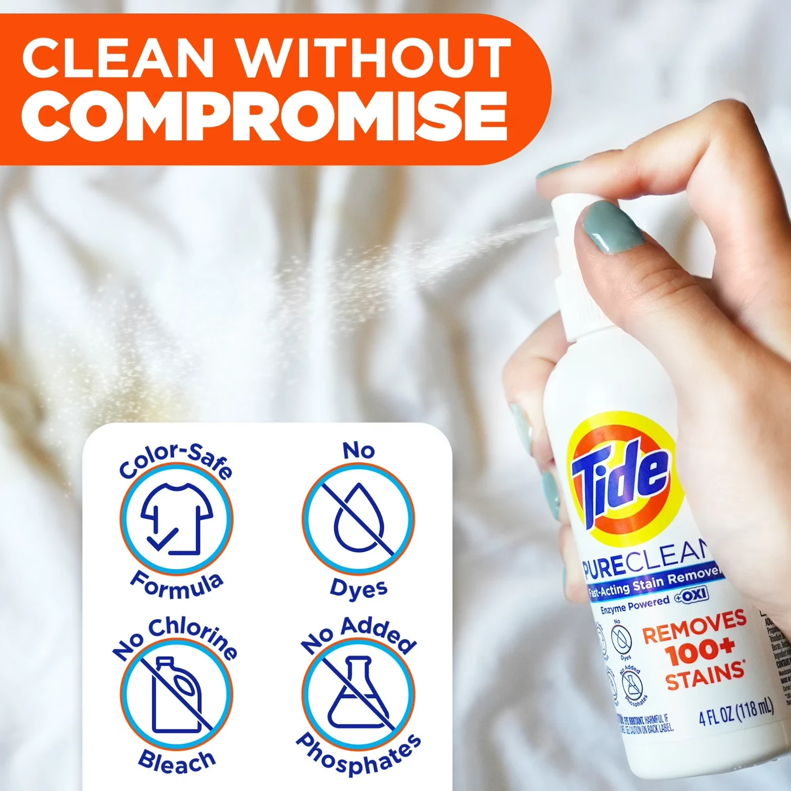 Tide PureClean Laundry Stain Remover Fast Acting 4 fl oz- Free Shipping USA