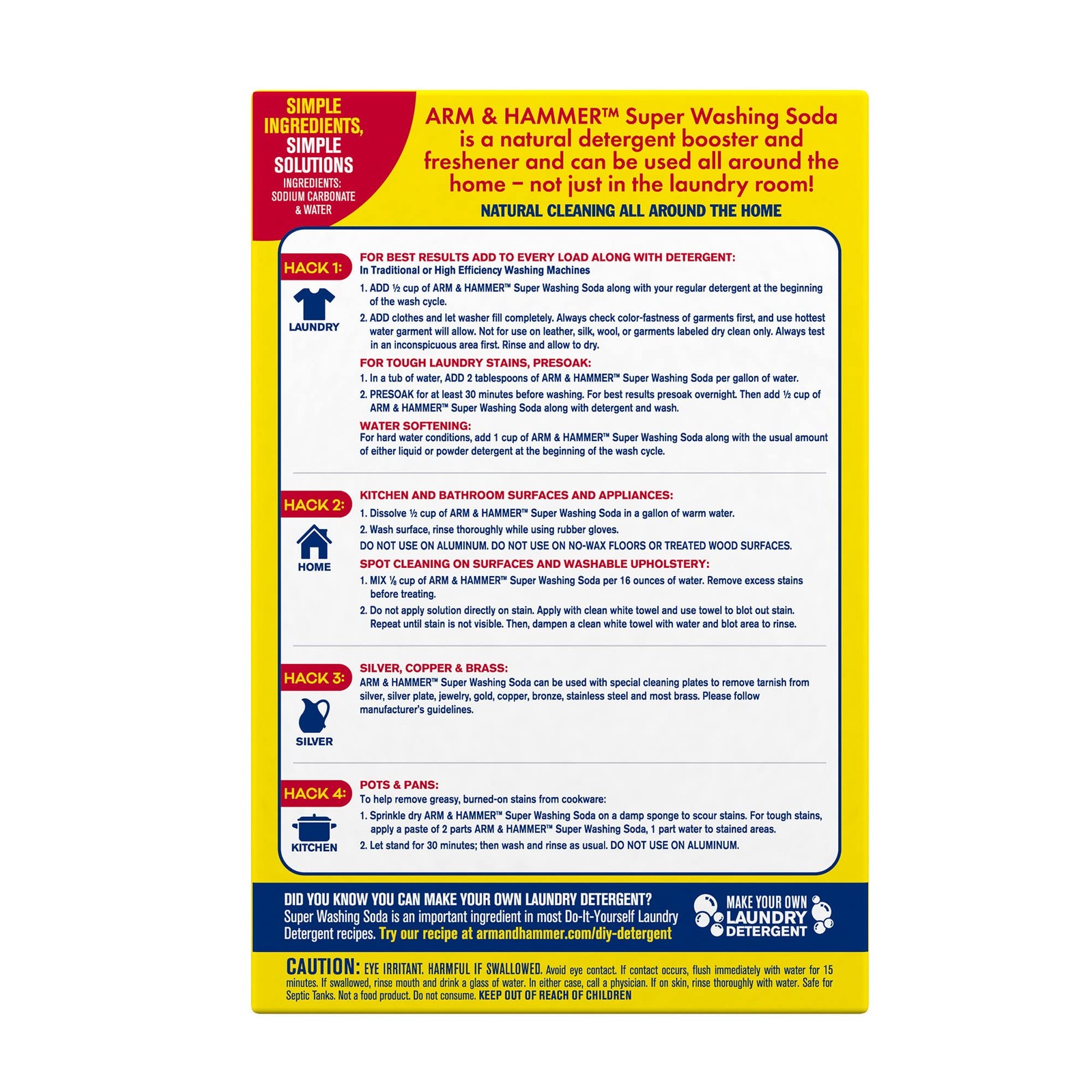 ARM & HAMMER Super Washing Soda Household Cleaner 55 Ounce (Pack of 1), Multi