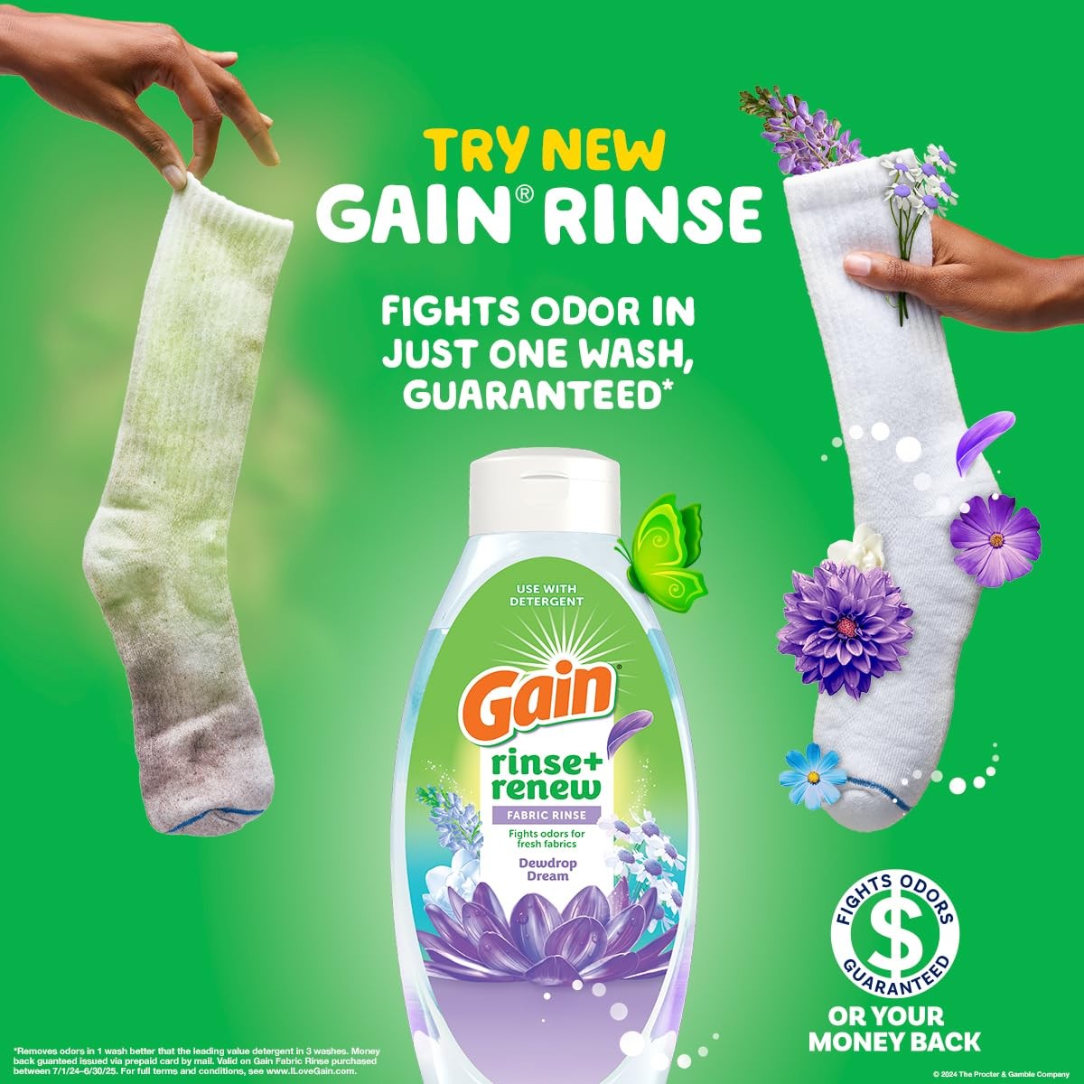 Gain Dewdrop Dream 48 FL OZ Fabric Rinse and Renew Laundry Odor Remover