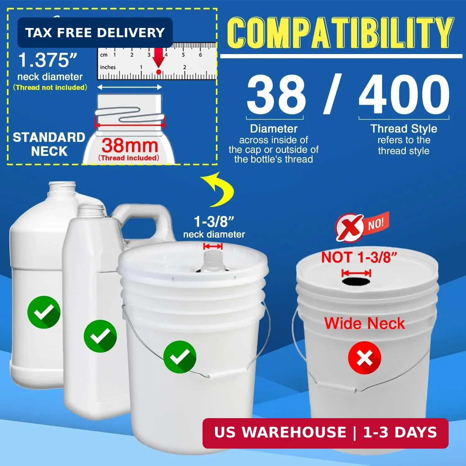 2 Pack 5 Gallon Pump Dispenser 38-400 1 oz Dispenser Pump for Large Gallon Bucke