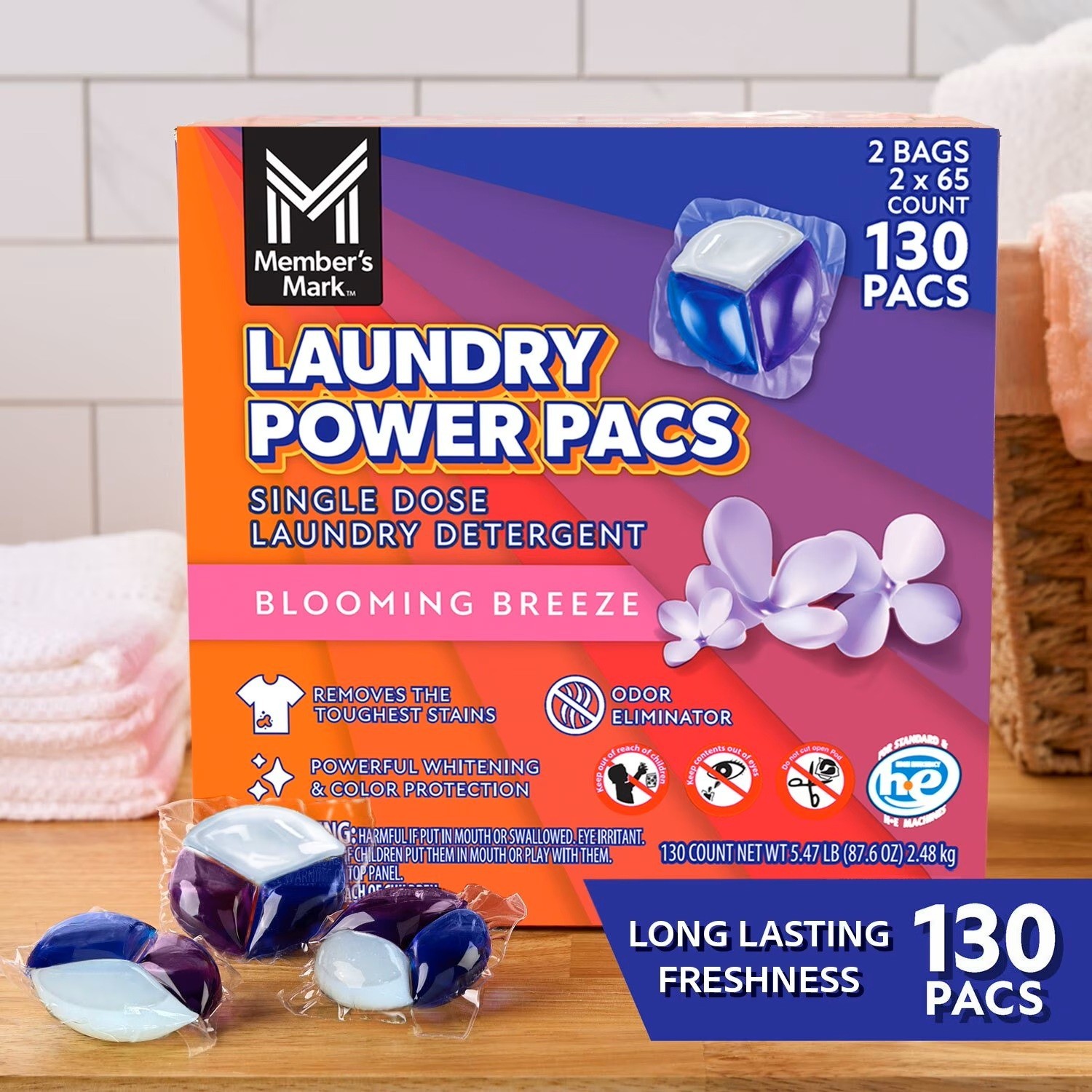 Member’s Mark Laundry Detergent Power Pacs, Blooming Breeze,130 ct. Great Price