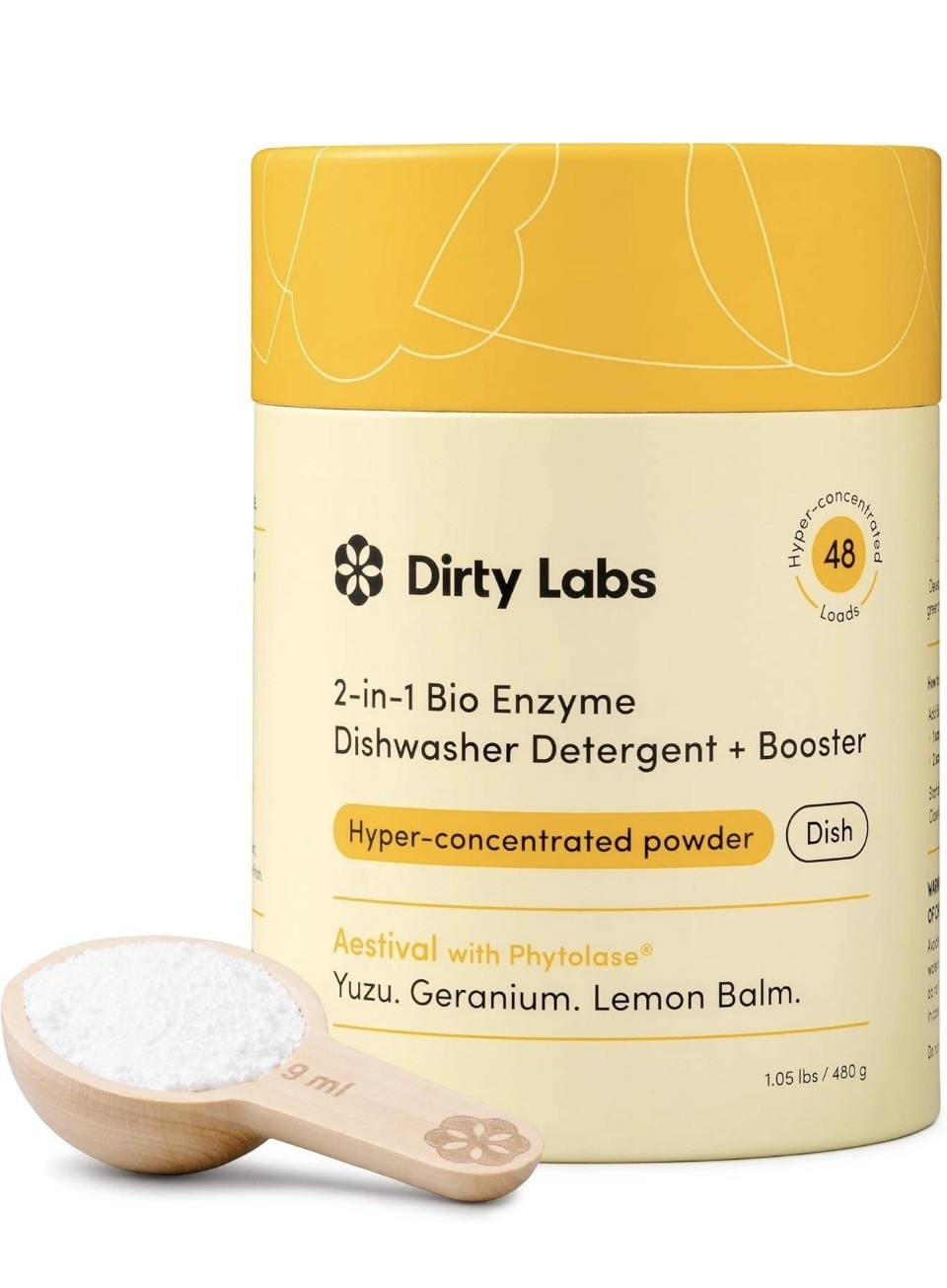 Dirty Labs Dishwasher Detergent Booster Aestival Powder 48 Loads 1lb