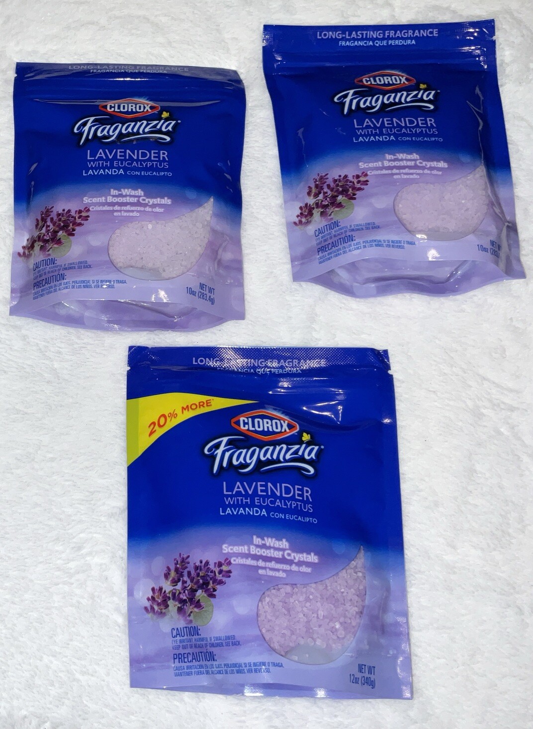 CLOROX FRAGANZIA LAVENDER/EUCALYPTUS INWASH BOOSTER CRYSTALS 10 OZ NEW Lot Of 3