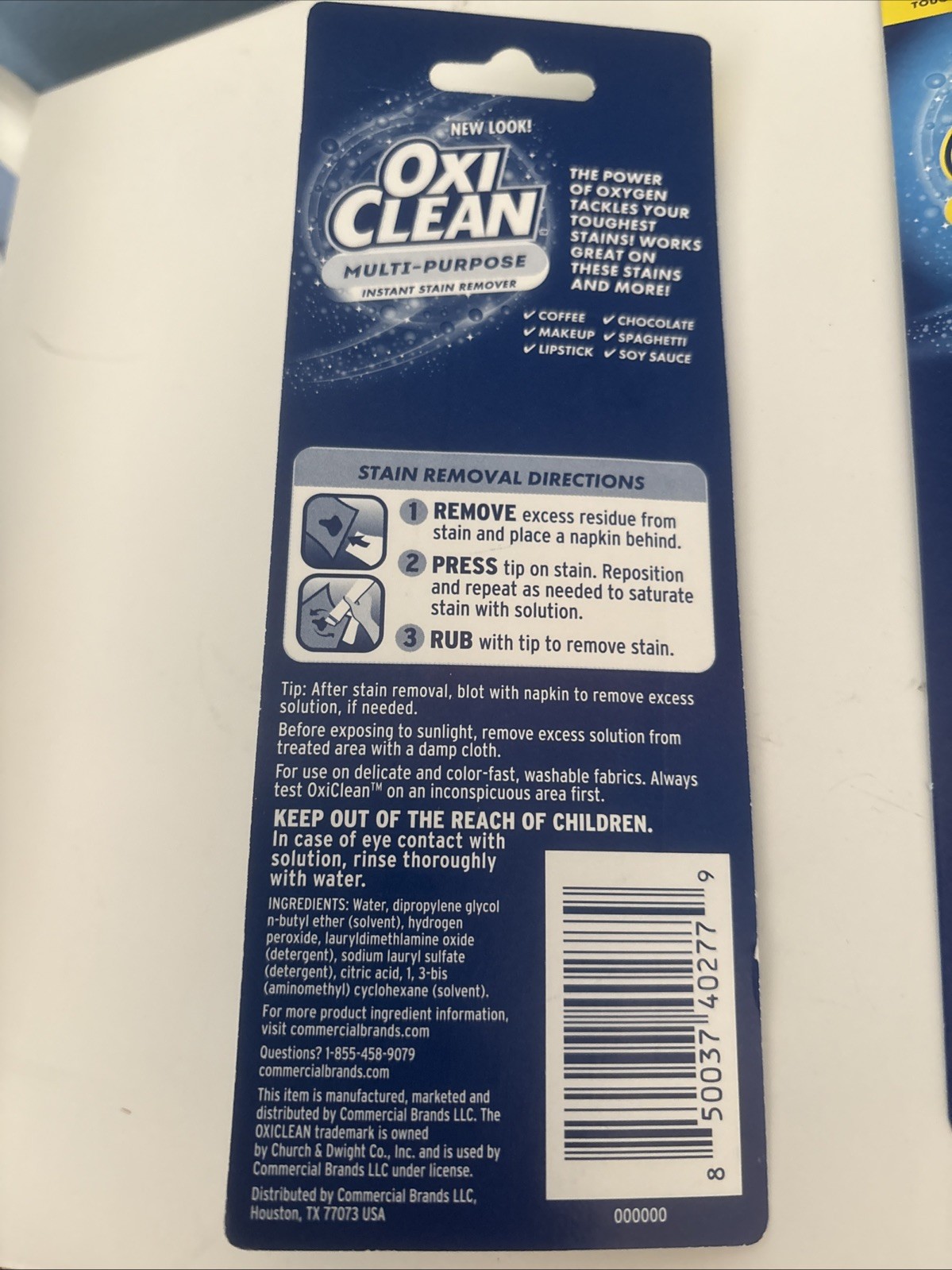 OxiClean Mini On the Go Stain Remover .24 oz/7 ml Sticks Lot of 3 Multi Purpose