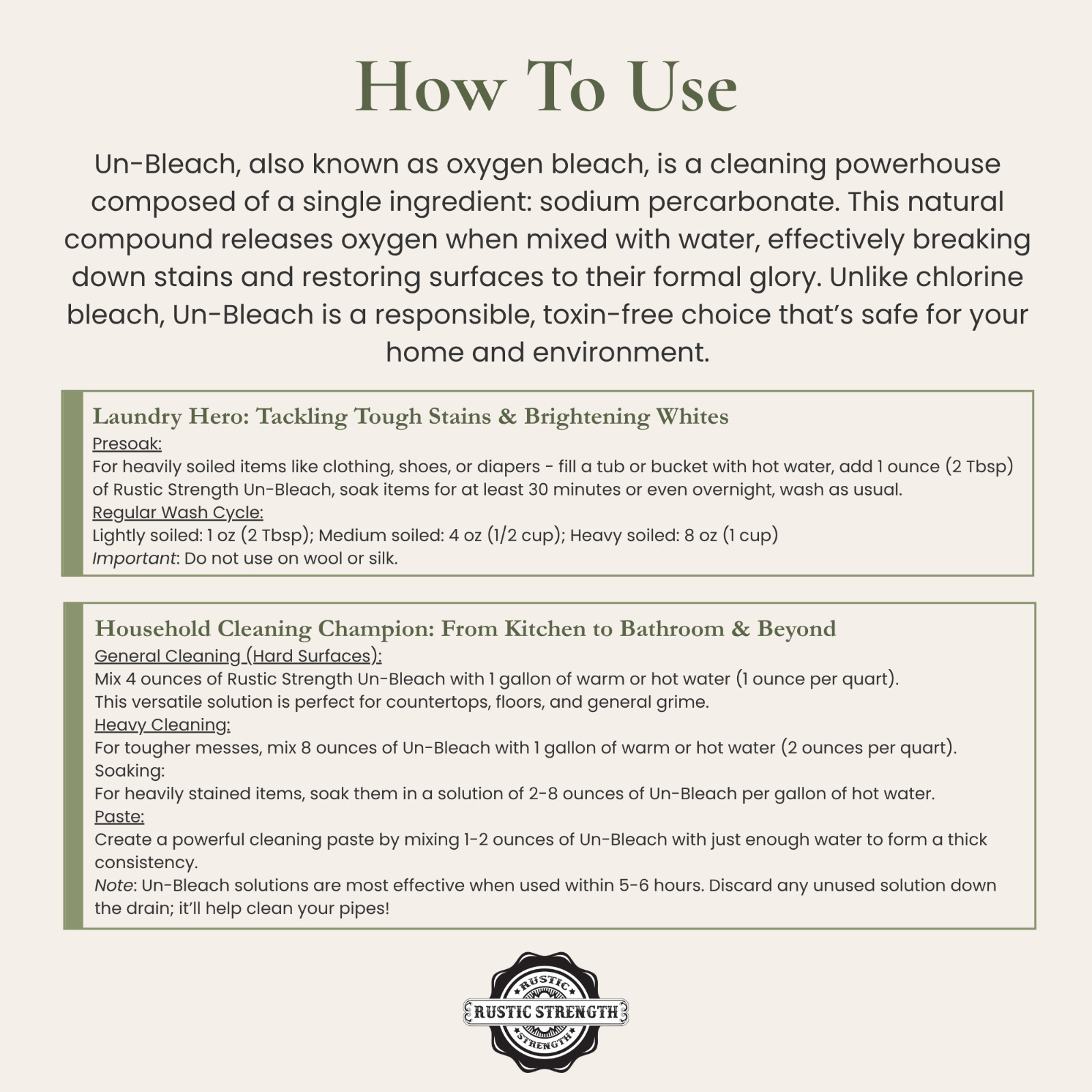 Toxin-Free Un-Bleach 10 lb | Unscented |Plant-Based | Bleach Alternative