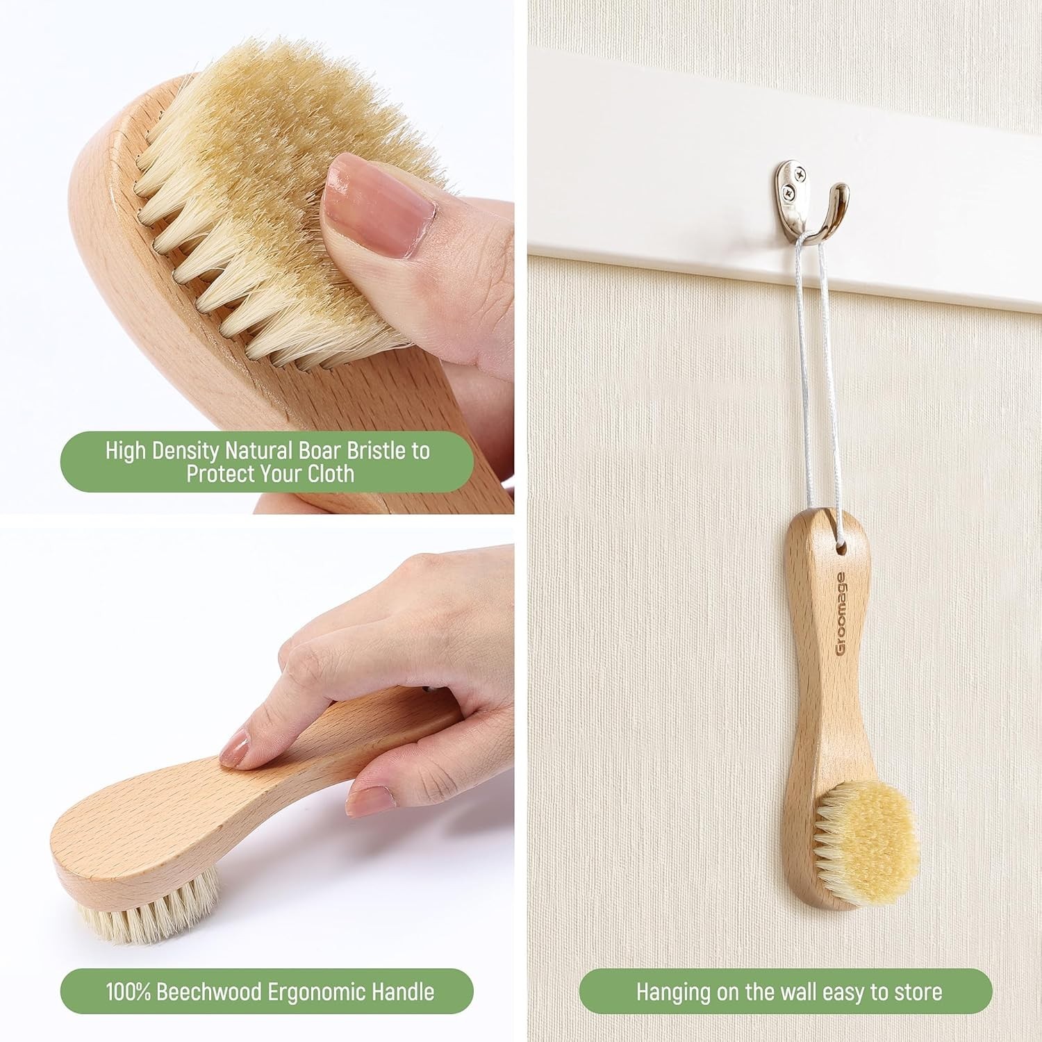 Soft Bristle Cleaning Brush for Fabrics – Gentle Stain Removal with Beech Handle