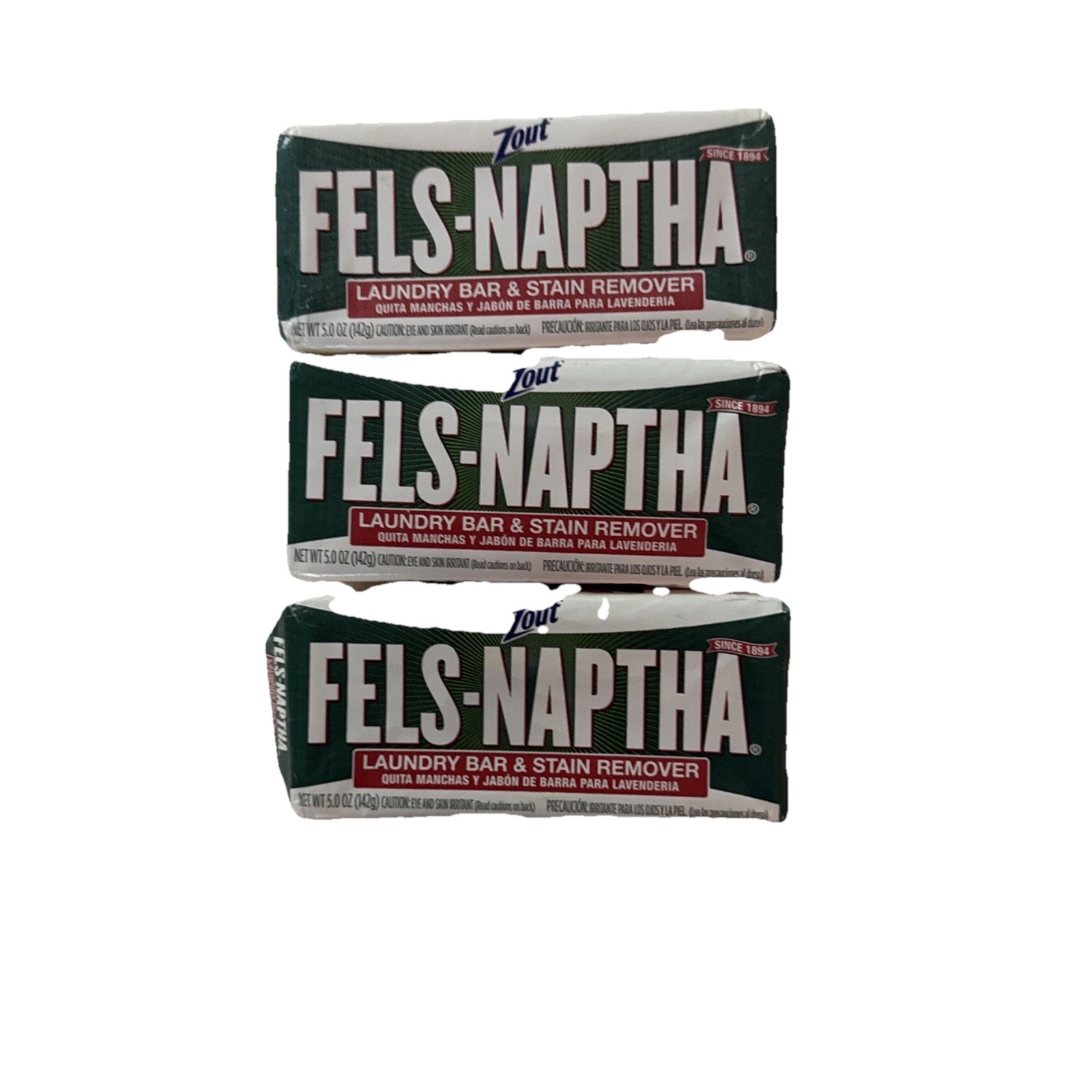 Lot of 3 FELS NAPTHA Laundry Soap Detergent Stain Remover Pre-Treating 5 oz Bar