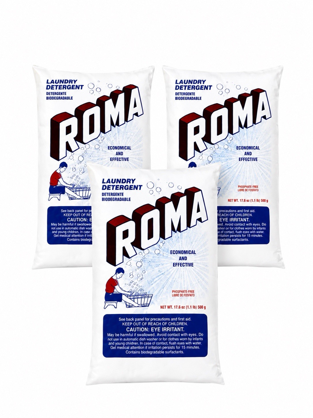 Roma Laundry Detergent powder 500g -3 Pack – Phosphate Free – Made In Mexico