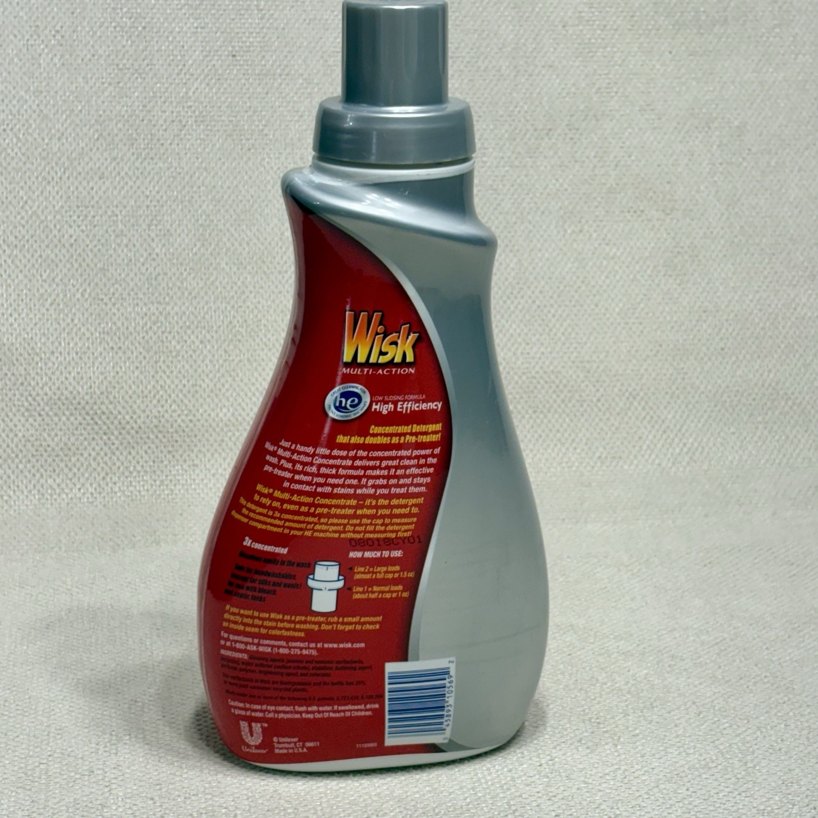 Wisk Multi-Action 3X Concentrated Low Sudsing Formula HE Laundry Detergent ~ NOS
