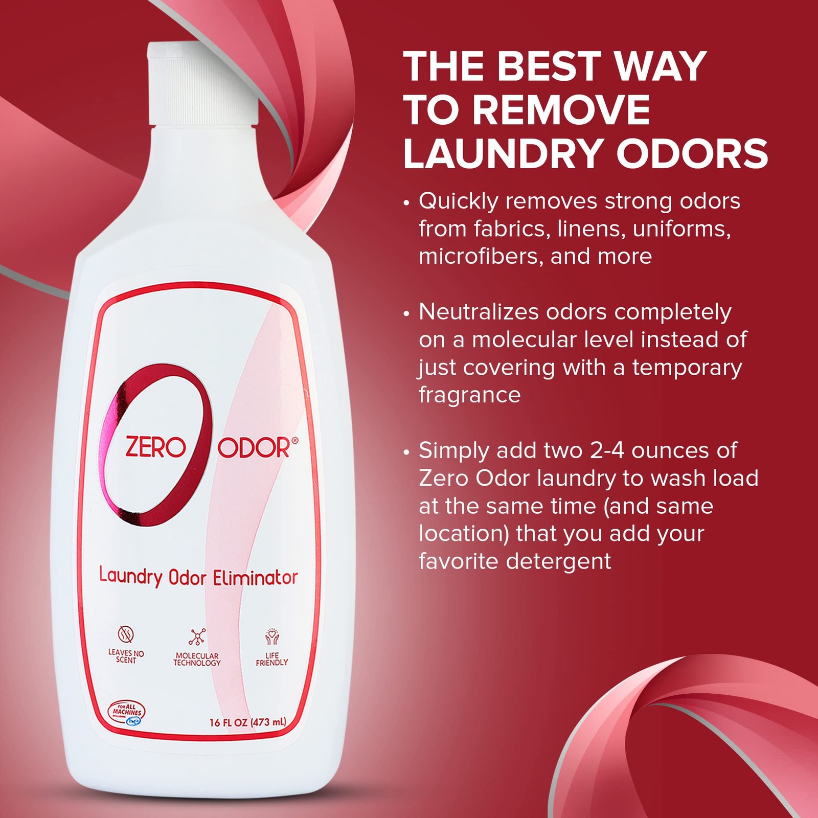 Zero Odor – Laundry Eliminator – Permanently 16 Fl Oz (Pack of 3), White