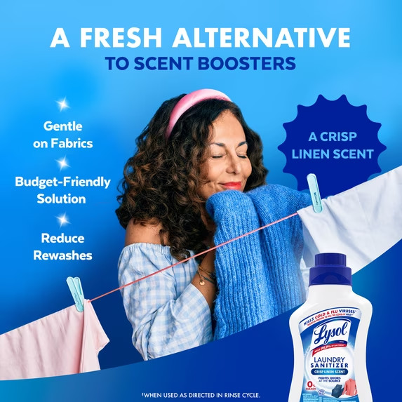 Lysol Laundry Sanitizer Additive Sanitizing Liquids for Clothes, Crisp Linen, 41