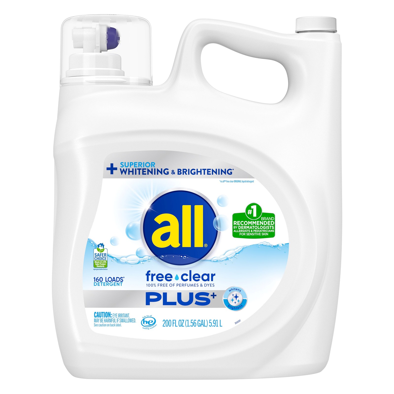 All Free & Clear Plus Laundry Detergent Liquid 200 fl oz, 160 loads
