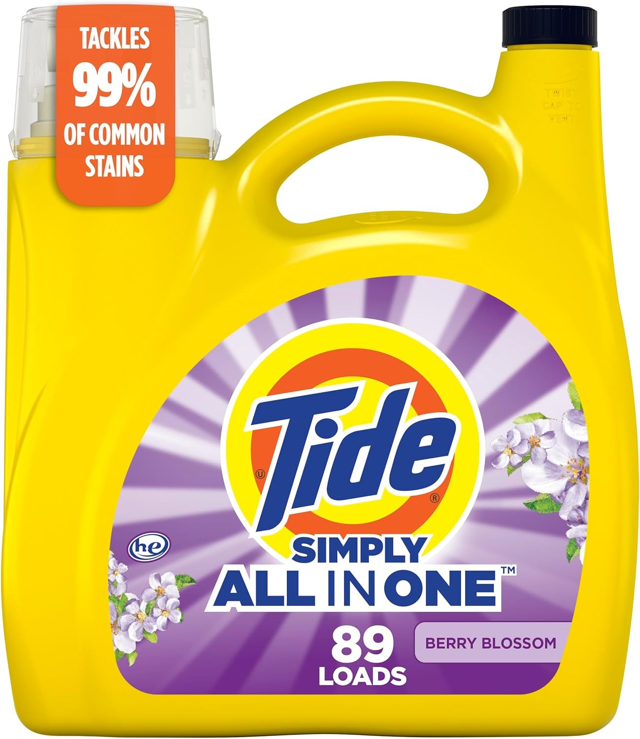 Tide Simply Liquid Detergent 117oz 89 Loads Berry Blossom