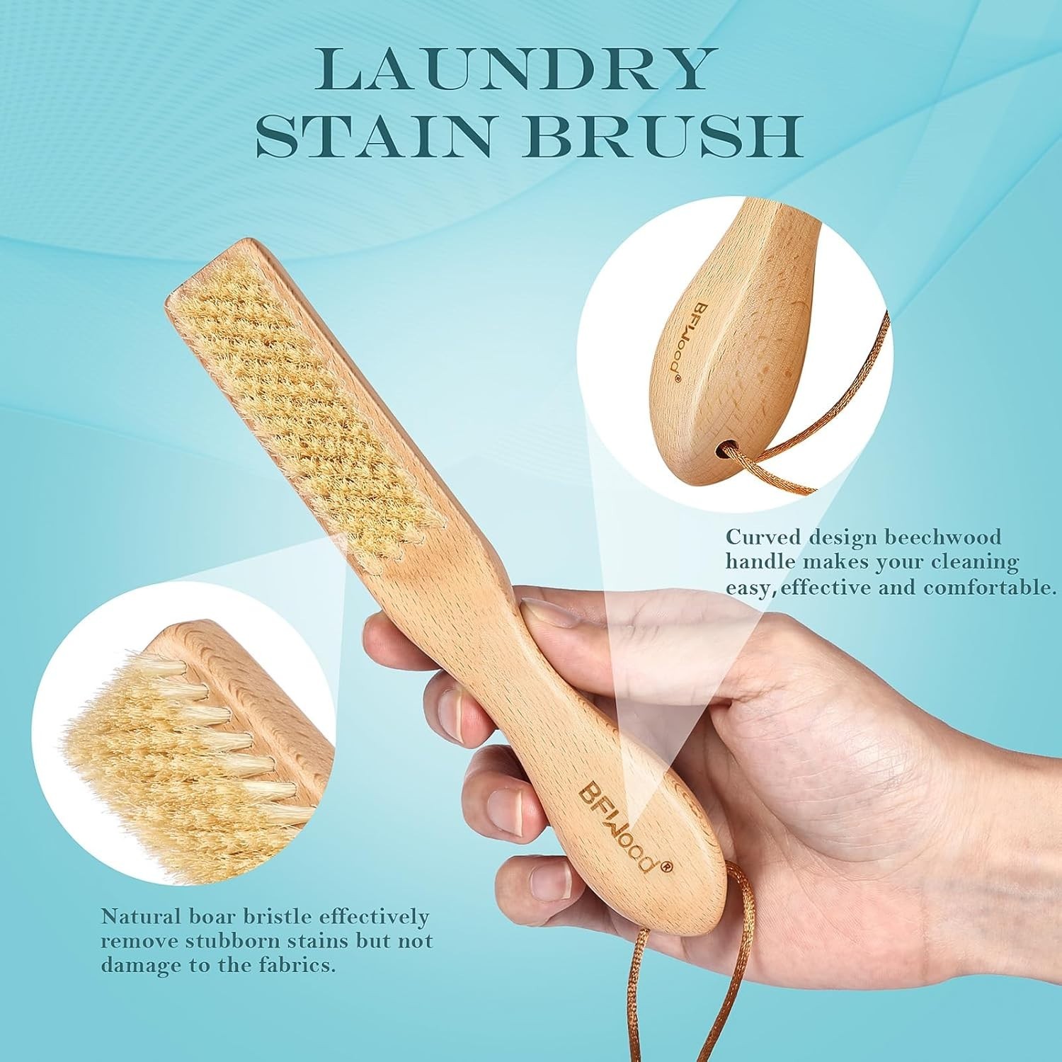 Compact Laundry Stain Brush – Natural Boar Bristles for Tough Stains on Fabrics