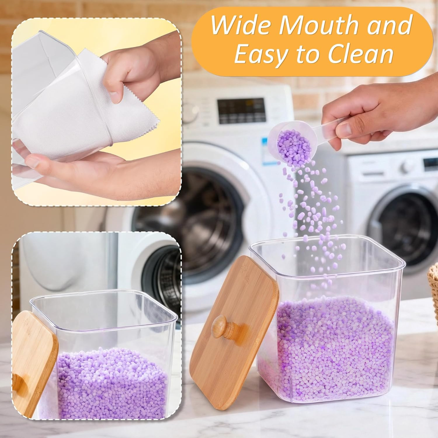 4+1 Pack Laundry Pods Container & Dryer Sheet Holder Set,Clear Laundry Room Orga