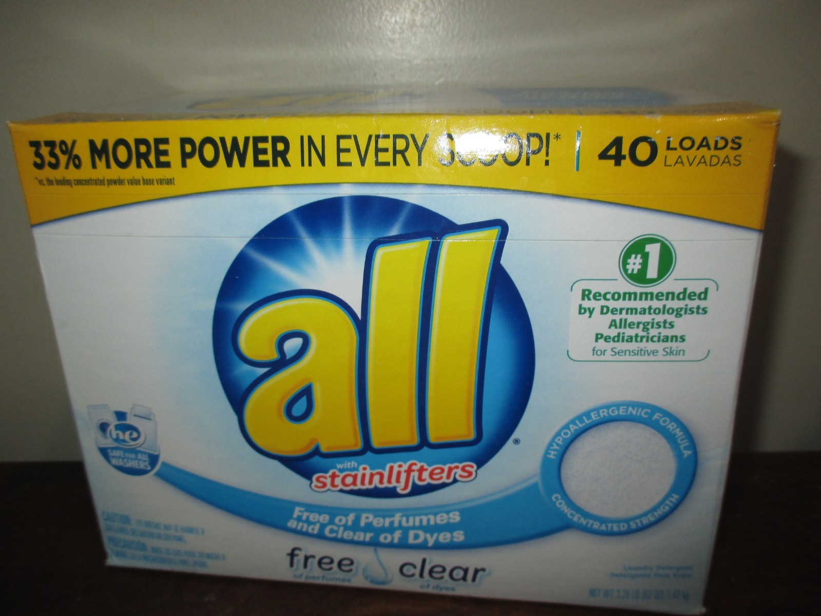 ALL STAINLIFTERS Powder HE Laundry Detergent, Free and Clear, 52 Oz – 40 Loads