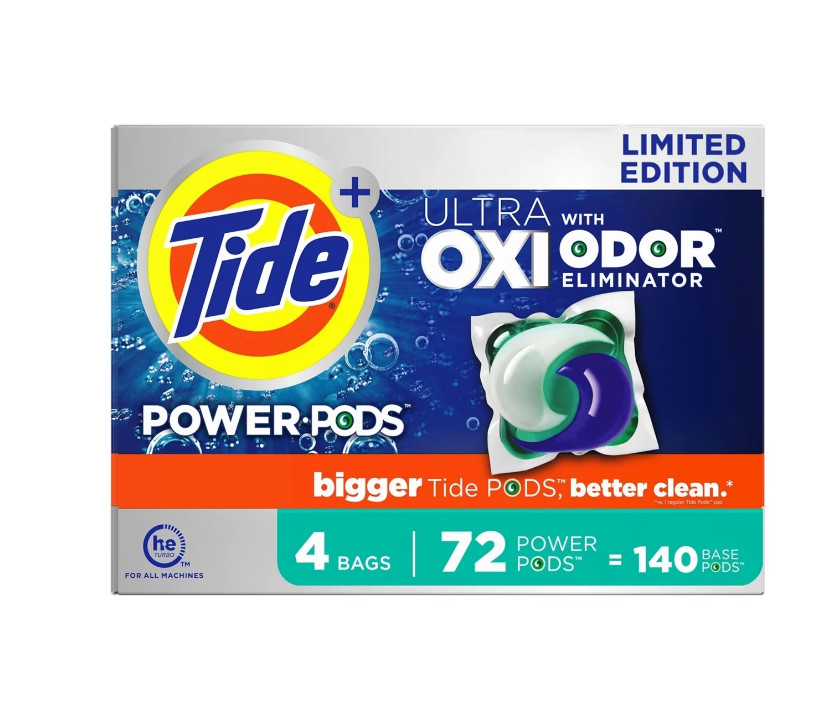 Tide Power PODS + Ultra OXI with Odor Eliminators Laundry Detergent Pacs (72 Ct)