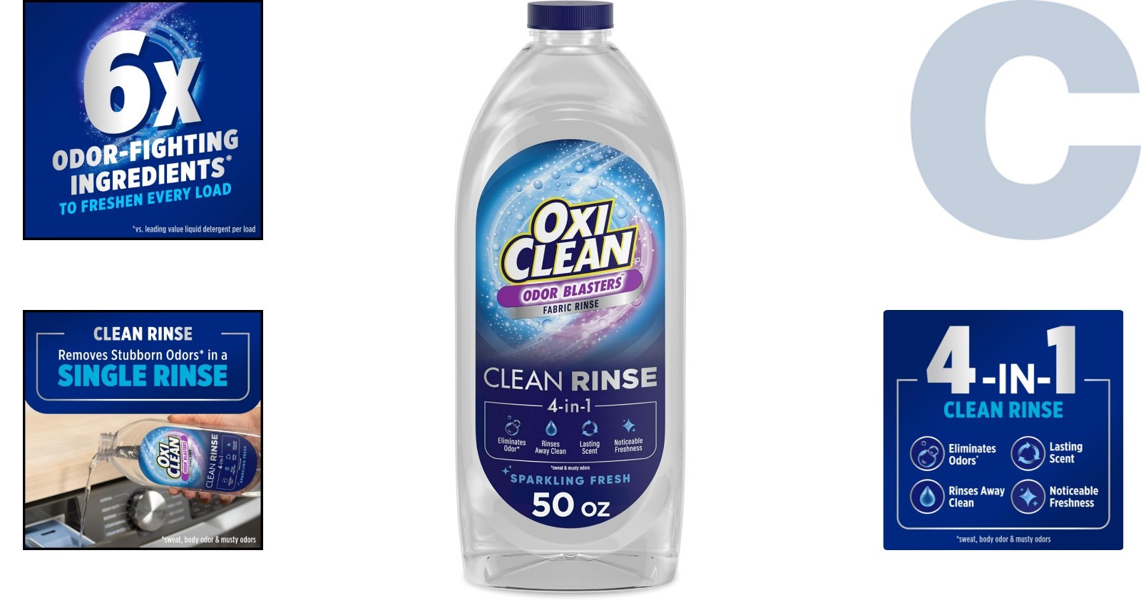 Powerful 4-in-1 Clean Laundry Rinse – Odor Blasters, 50 fl oz, Fresh Breeze