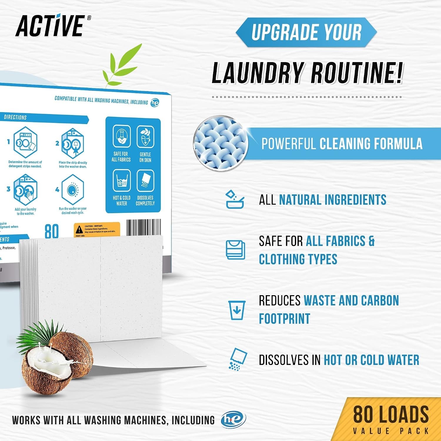 Laundry Detergent Sheets Eco Washing Strips – 80 Loads, Liquidless Fresh Scen…
