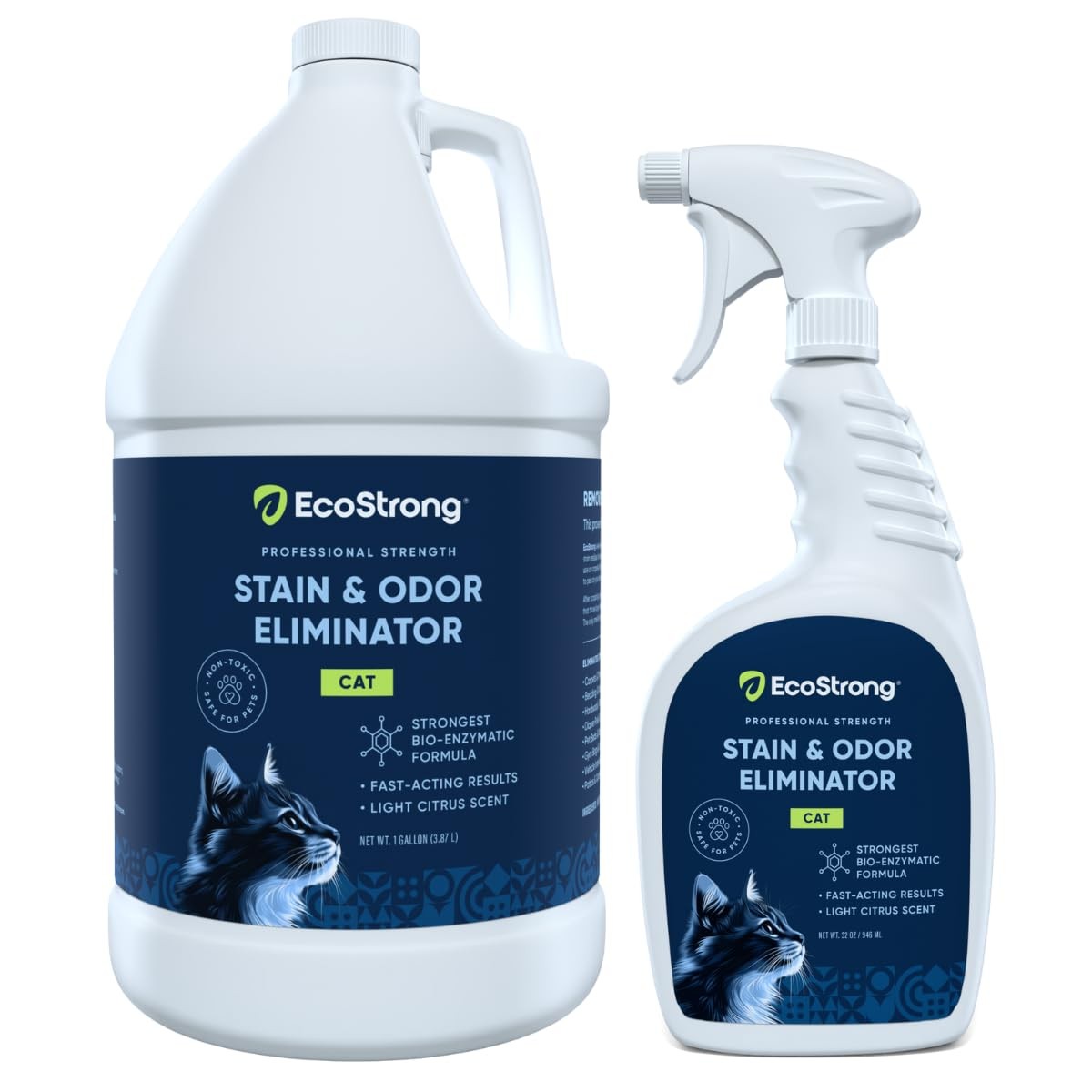 Eco Strong Cat Stain & Odor Remover | Enzyme Urine Neutralizer 160oz for Carpet
