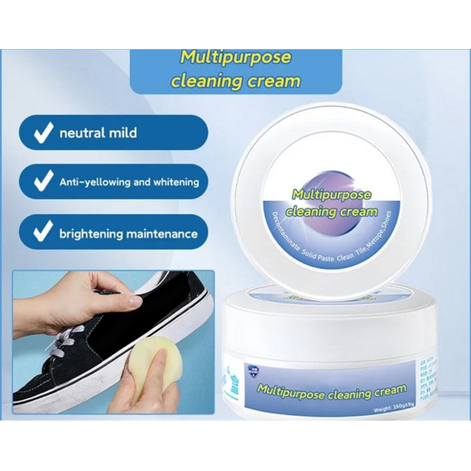 Multi-Purpose Cleaning Cream for Stain Removal and Surface Cleaning