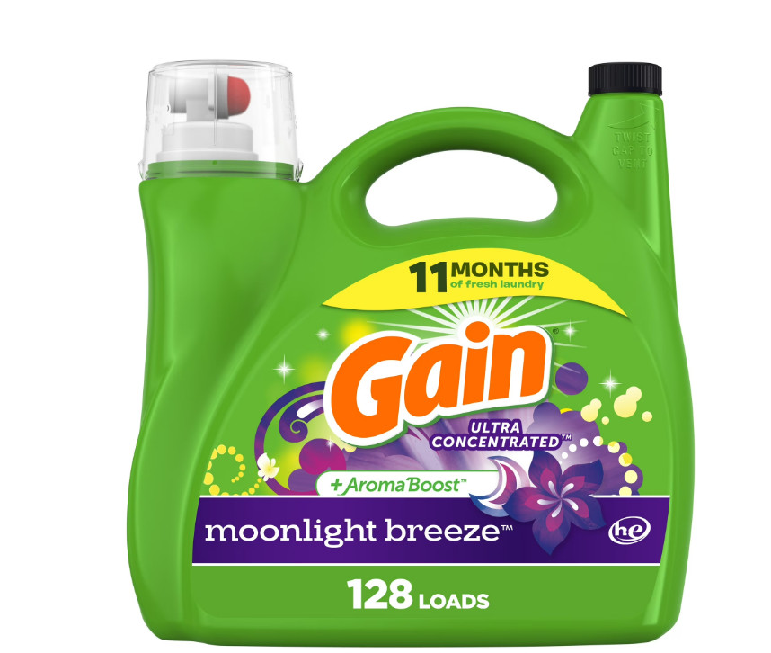 Gain Liquid Laundry Detergent, Moonlight Breeze Scent, 184 fl oz, 128 Loads