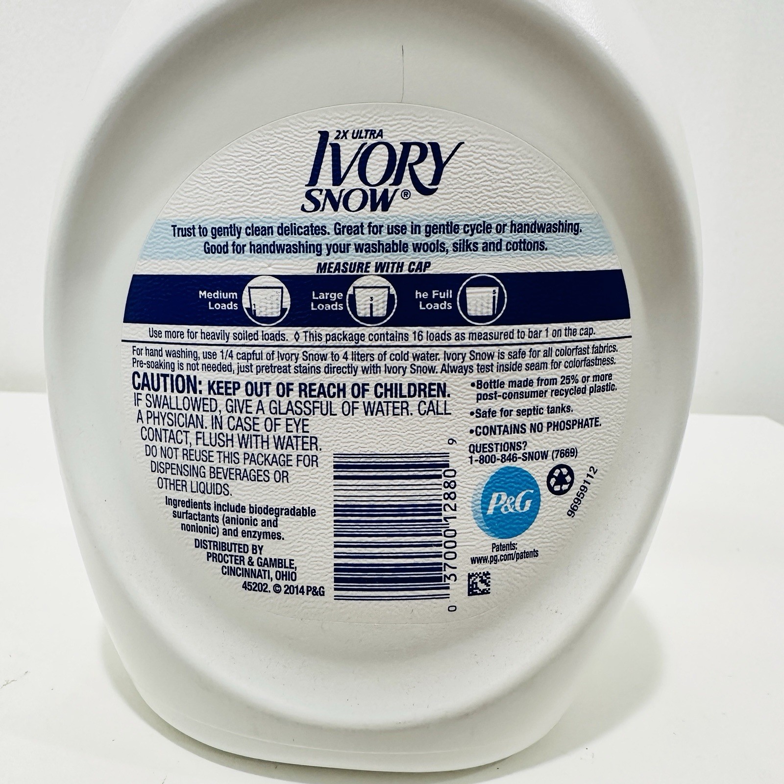 (1) IVORY Snow 2X Ultra Gentle Care Detergent Liquid ~25 fl oz~ PINK Cap.