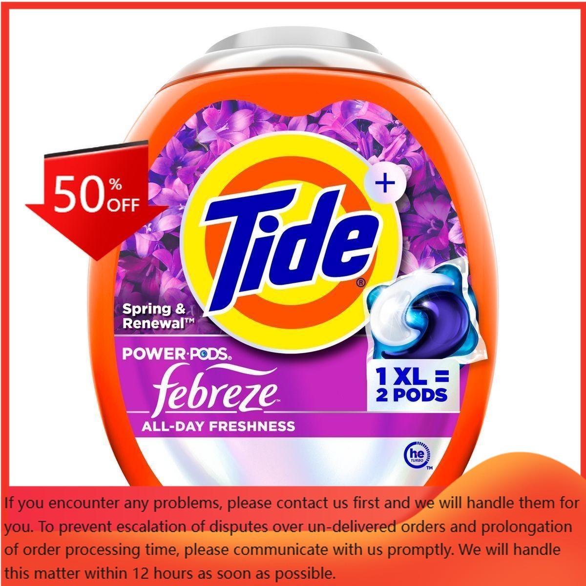 Tide Spring & Renewal Febreze Odor Eliminator Detergent Power Pods 63 Pacs -88oz