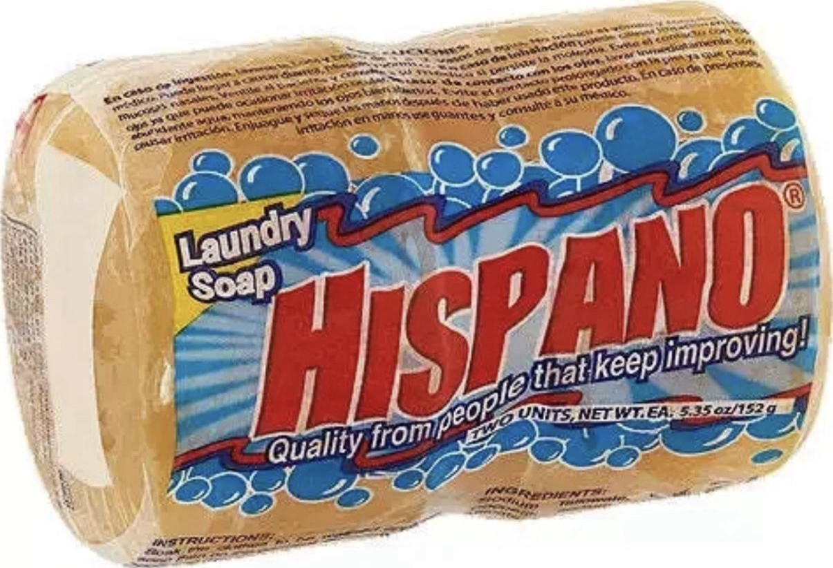 HISPANO Laundry Soap Bar Yellow 5.35 oz 152 g 2 Pack Handwash Manual