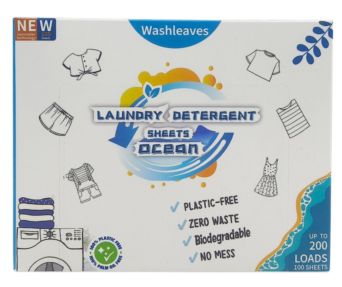 Eco Friendly Laundry Detergent Sheets (60-100 sheets 200 loads) Plant based Free