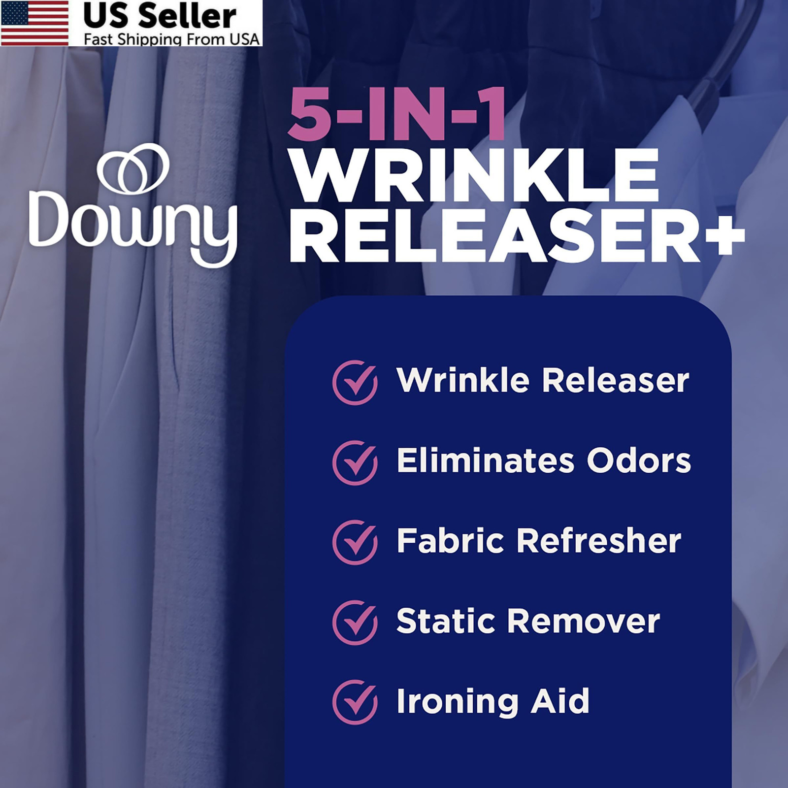 Downy Wrinkle Releaser Spray | All In One 9.7 Ounce (Pack of 2), Blue