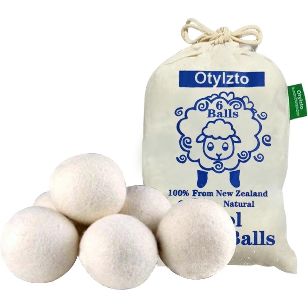 Wool Dryer Balls 6 Pack Reusable Natural Fabric Softener Wrinkles Faster