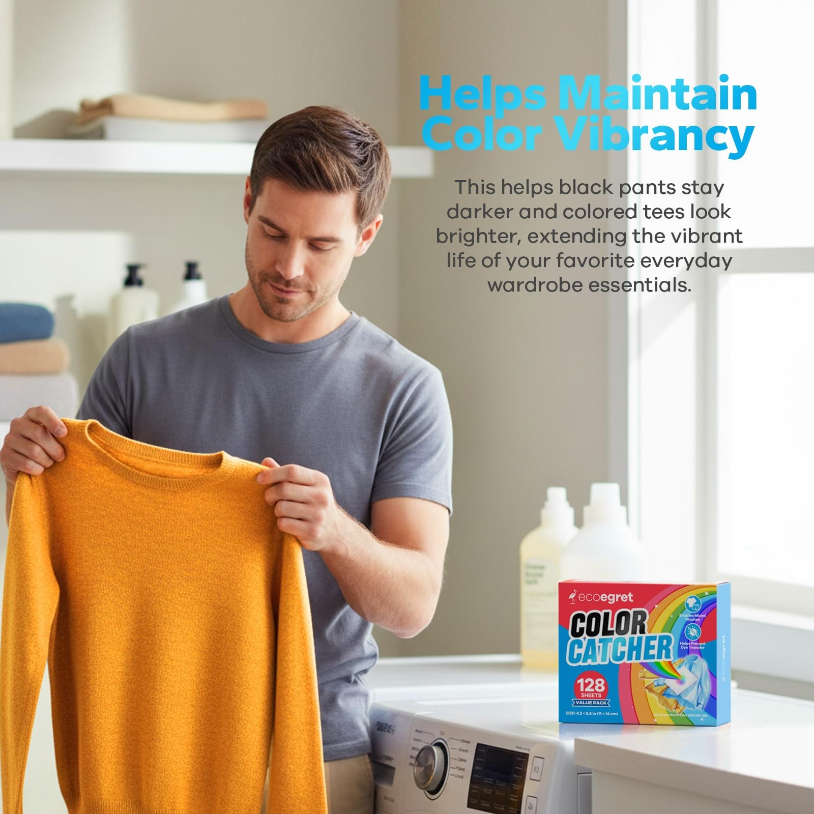 EcoEgret Color Catcher for Laundry (128 Count), 1 Count (Pack of 128)