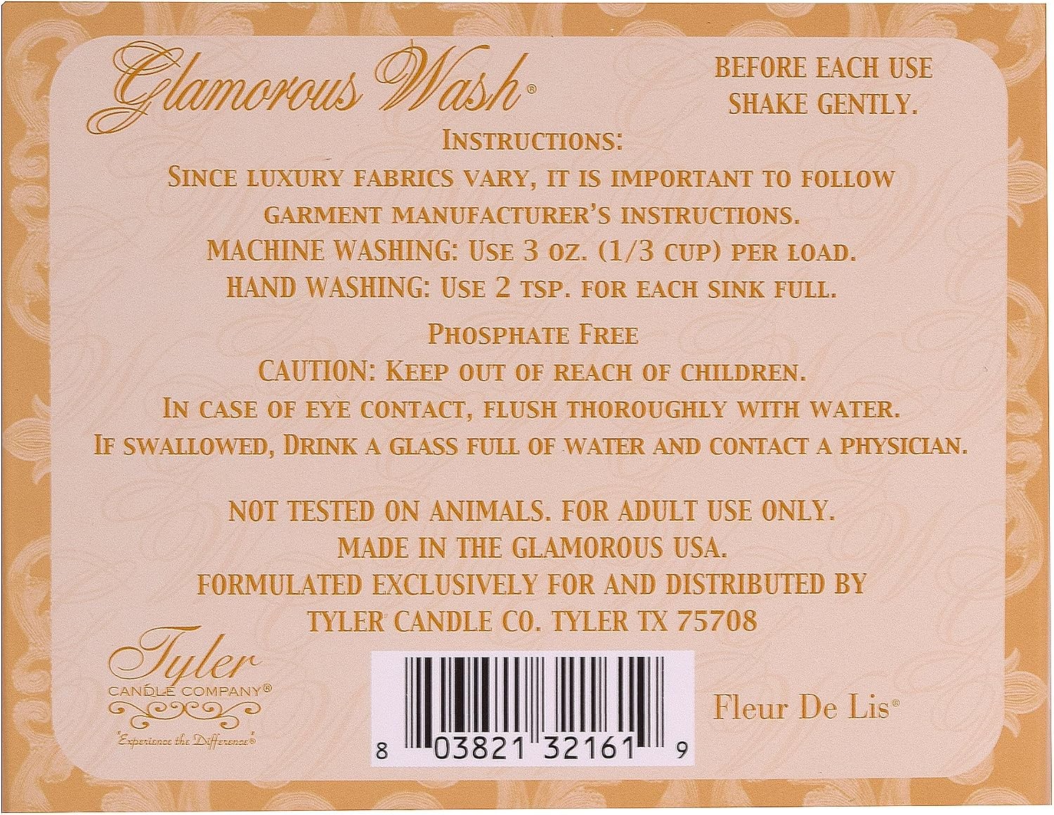 Fleur De Lis Glamorous Wash 32 oz Fine Laundry Detergent