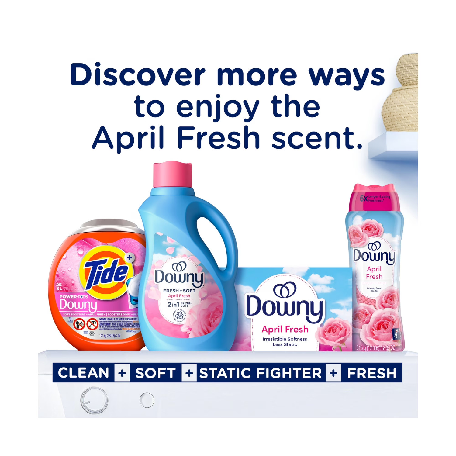 3 Pack Downy Liquid Fabric Softener, April Fresh Scent, 111 fl oz, 150 Loads