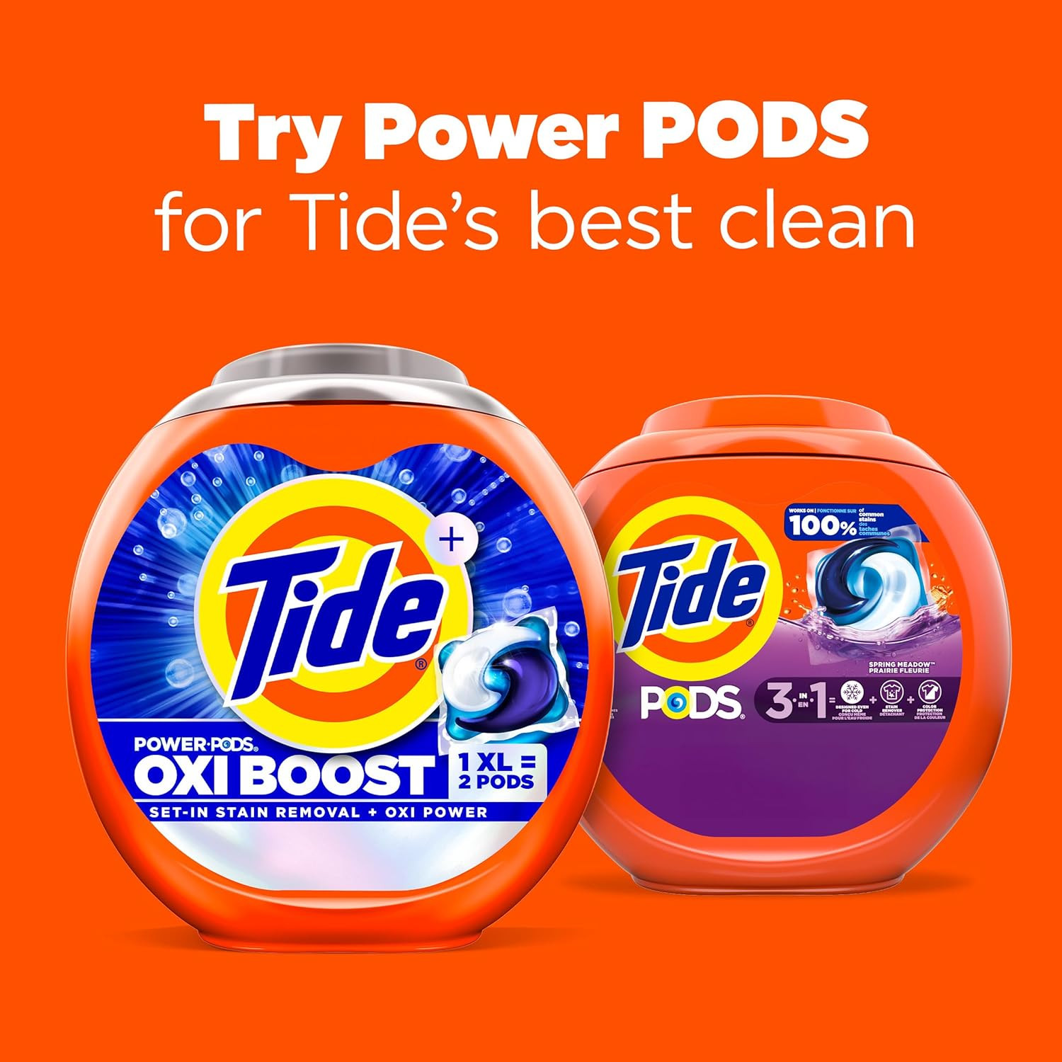 PODS Laundry Detergent Pacs, 3-In-1 Stain Remover, Odor Fighter, Color Protector