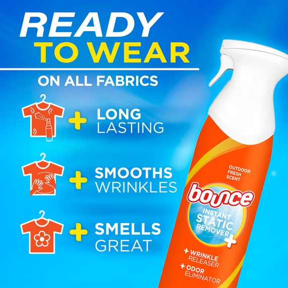 (2 pack) Bounce Rapid Touch-Up 3 in 1 Static Remover, Fresh Scent, 9.7 oz