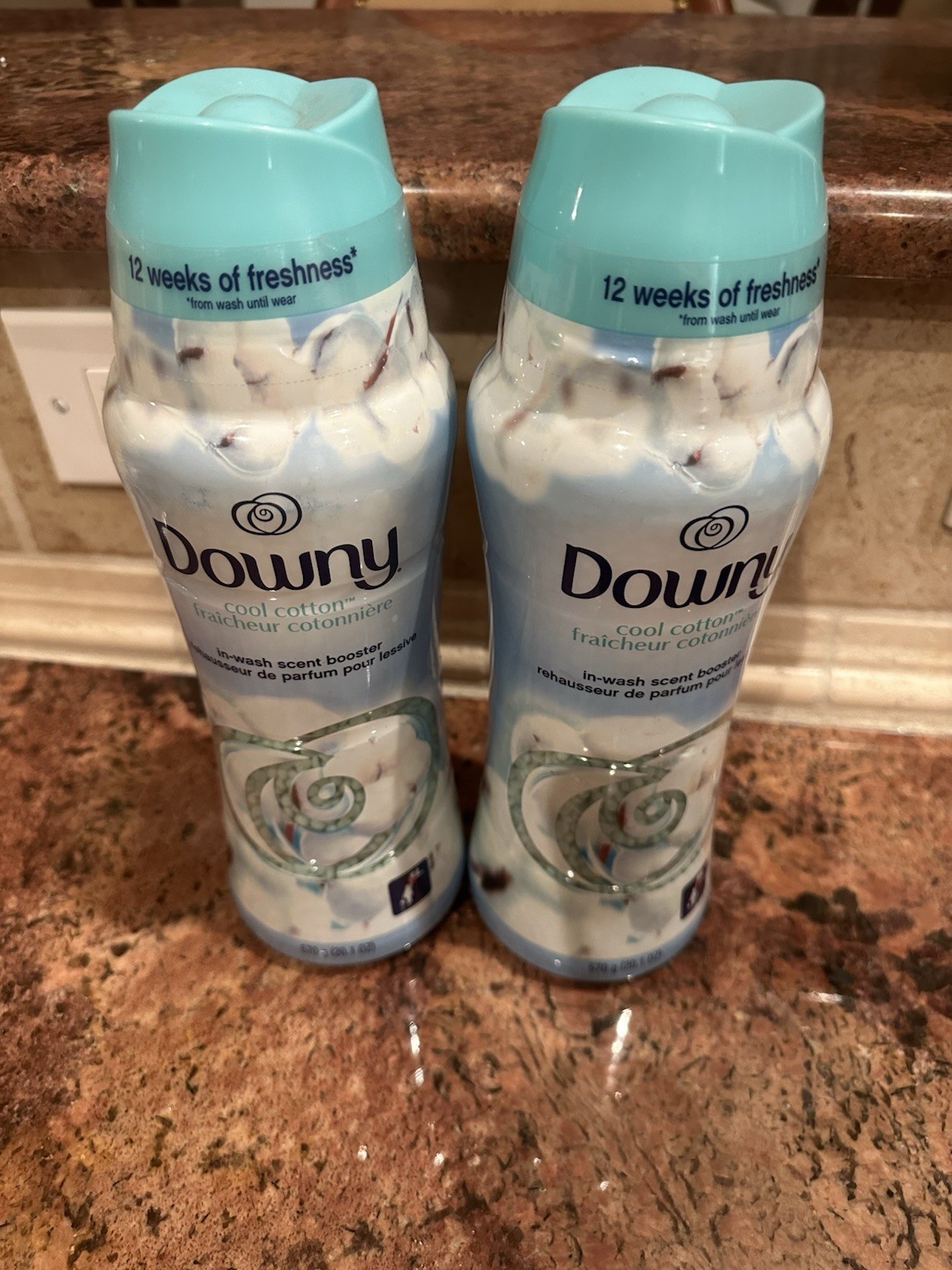 Downy Cool Cotton In Wash Scent Booster Beads 20.1 Ounce Long Lasting X2 Lot