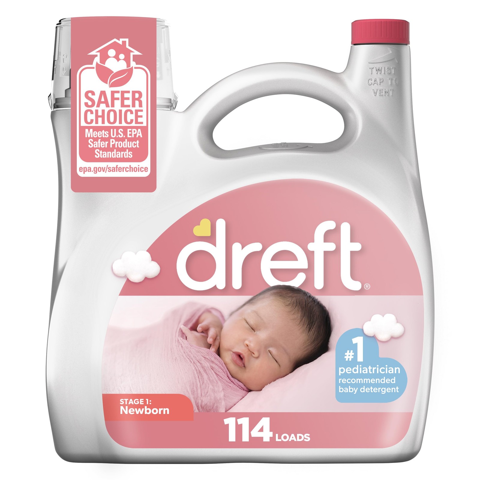 Gentle Baby Laundry Detergent for Newborns, HE Compatible, 114 Loads
