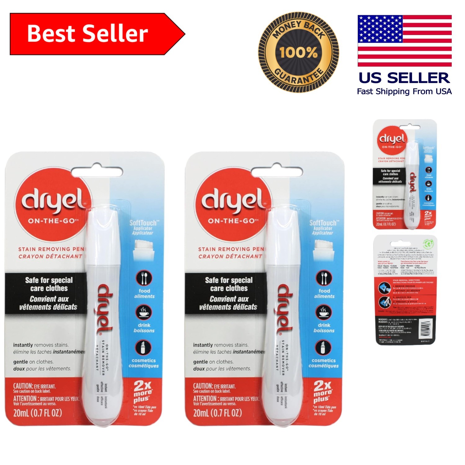 Compact 2-Pack On The Go Stain Pen – Perfect for Home & Travel Stain Solutions